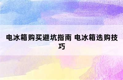 电冰箱购买避坑指南 电冰箱选购技巧